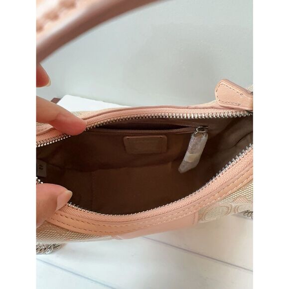 NWT Coach CT773 Carmen Mini Crossbody In Signature Jacquard In SV/Faded Blush - Picture 6 of 6